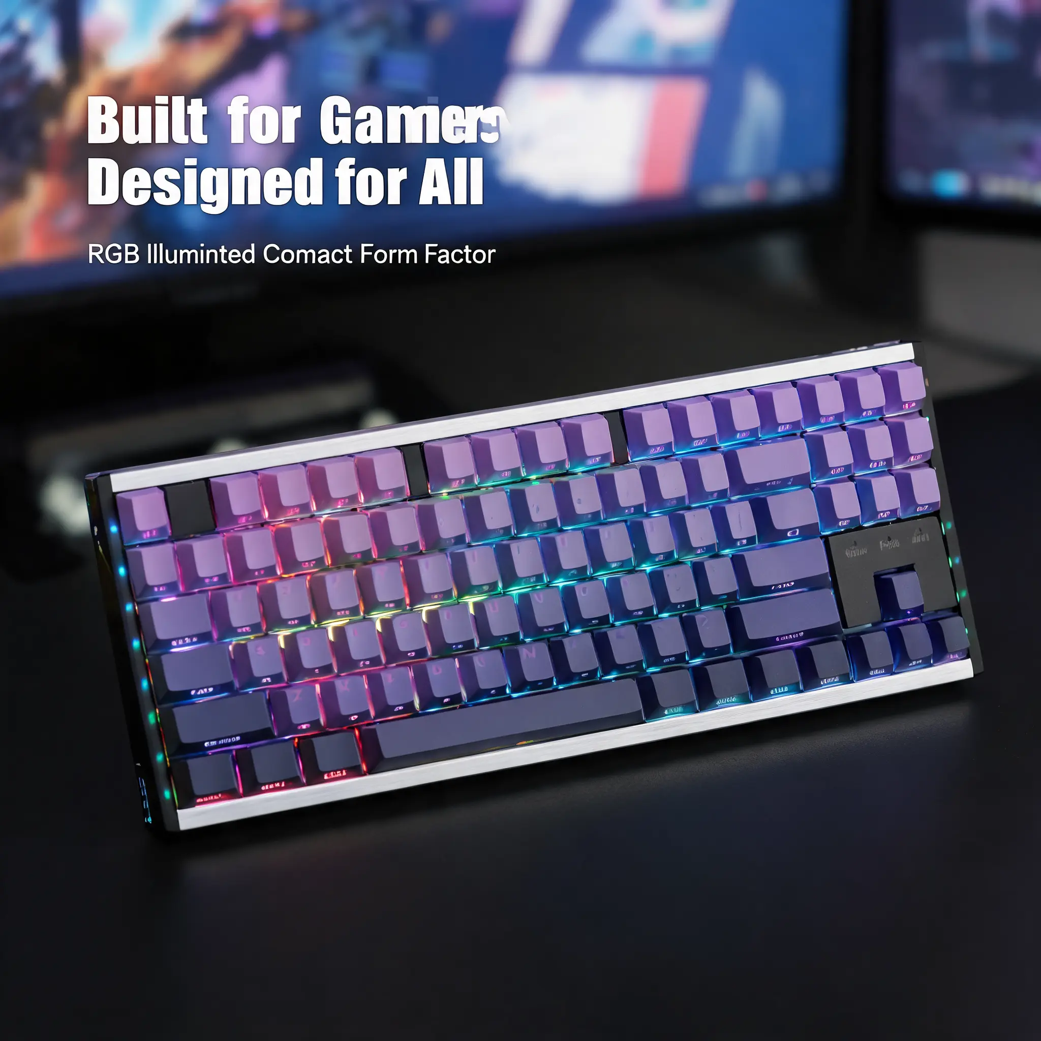 Full CNC Aluminum 87-Key Mechanical Keyboard, Hot-Swappable TKL Wired Gaming Keyboard with Side-Engraved PBT & Dynamic Side RGB, Imperial Purple