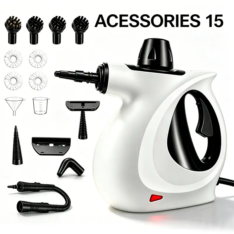 Handheld Pressurized Steam Cleaner with 15 pcs Accessories, Steamer for Cleaning, Steam Cleaner for Home Use, Steamer for Cleaning Car, Furniture, Floor, Upholstery, Grout and Tile, Deep Gray