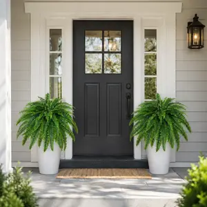 2 Pcs Large Artificial Boston Fern, Faux Greenery Plants, Outdoor Plants, Home Office Garden Decor, Hanging Display, Indoor/outdoor Use, Fake Greenery Plants