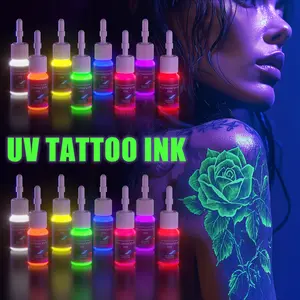 DMTATTOO 5ML Fluorescent Tattoo Ink 8pcs Kit UV Tattoo Pigments Natural Plant Extract Pigment Professional Tattoo Inks 8 Colors for Body Art