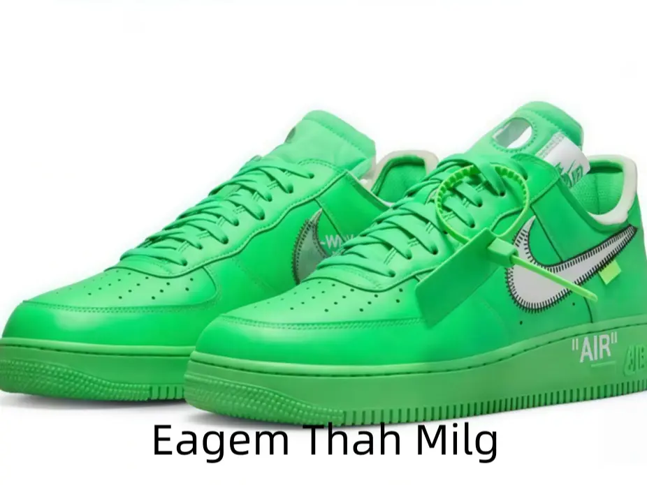 Premium smooth lime green leather casual athletic shoes feature full integrated green laces and sole, layered silver stitched side graphic and eye-catching sole text detail, highly collected by texture-focused sneaker lovers