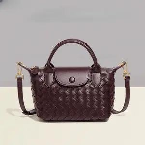 2026 New Women's Woven Dumpling Shoulder Bag, Fashion PU Leather Commuter Crossbody Bag