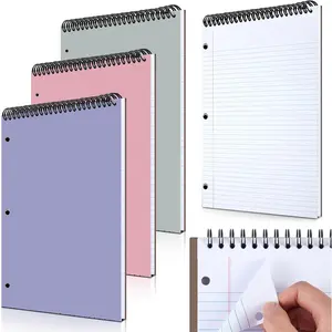 3 Pack 8.5" x 11" Top Spiral Notebook with 3 Hole Punched Legal Pads 50 Sheets Hard Cardboard Paper Wirebound Notepad for Office School Business (College Ruled, White)