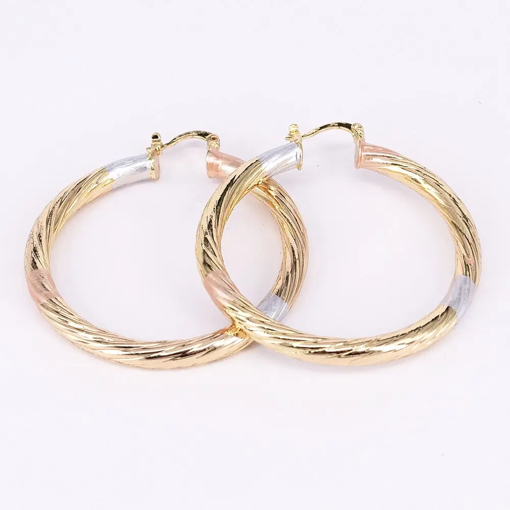 Tri-Color Stacking Hoop Set for Women, Gold-Filled Hypoallergenic Fashion Jewelry for Sensitive Skin, Non-Tarnish Finish, Earring Stacking Set, Hypoallergenic Earrings Set