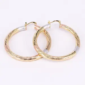 18 Karat Layered Real Gold Filled Round Hoop Earrings Set, Tri-Color #25, Non-Tarnish Jewelry, Hypoallergenic Earrings Set