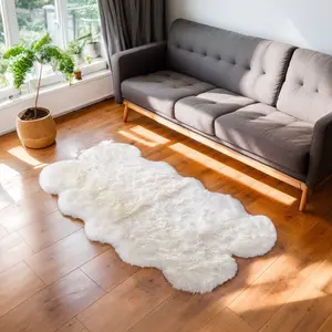 1pc Irregular Shaggy Faux-Wool Area Rug｜Fast-Dry Easy-Move around Table/Bed/Bay-Window/Entry, Multi-Size Machine-Wash