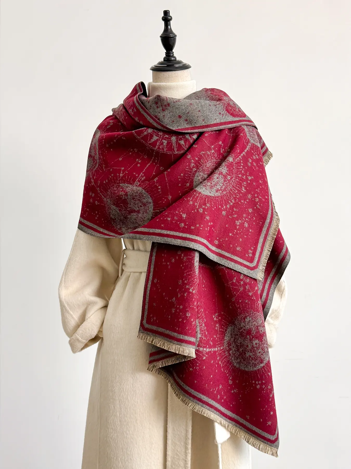 Starry Sky Pattern Fringe Scarf, Soft Warm Woven Shawl, Fashion Shawl Wrap, Fringe Trim Shawl for Men & Women, Casual Fashion Accessory for Fall Winter Daily Wear