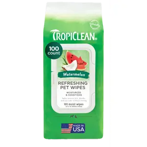 TropiClean Watermelon 2-in-1 Wipes, 100ct