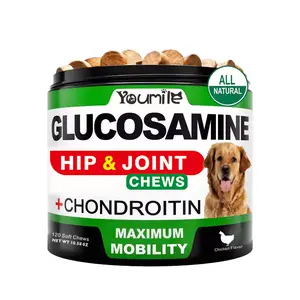 Youmile Hip & Joint Health Supplement for Dogs (120 Chews), Glucosamine Chondroitin MSM Dog Chews with Hyaluronic Acid, Liver Flavored Bone & Joint Support Supplement, For All Breeds