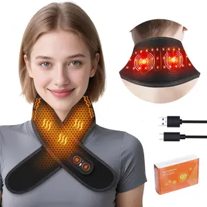 Cordless Neck Heating Pad, Heated Neck Massager with 660nm 850nm LED Light, 3 Levels Heat & Vibration Heated Neck Wrap, 3000mAh Rechargeable USB Rechargeable Massagers