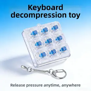 Keyboard Fidget Toy Clicker Keychain, 9-In-1 Stress Relief Desk Toys, Decompression Button with Removable Keycaps, Anxiety Relief Gift, Fidget For Anxiety, Anxiety Fidgets