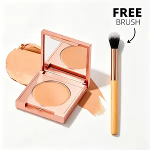 Colored Clay CC Undereye Corrector with Brush, Hydrating Concealer Covers Dark Circles & Blemishes, Brightens Skin Tone