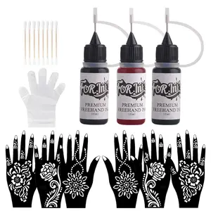 Freestyle Hand & Body Tattoo Stencil & Ink Kit, 1 Set Including 6 Stencils and 3 Tints & Accessories, DIY Waterproof Body Tattoo Body Makeup Kit for Women & Men