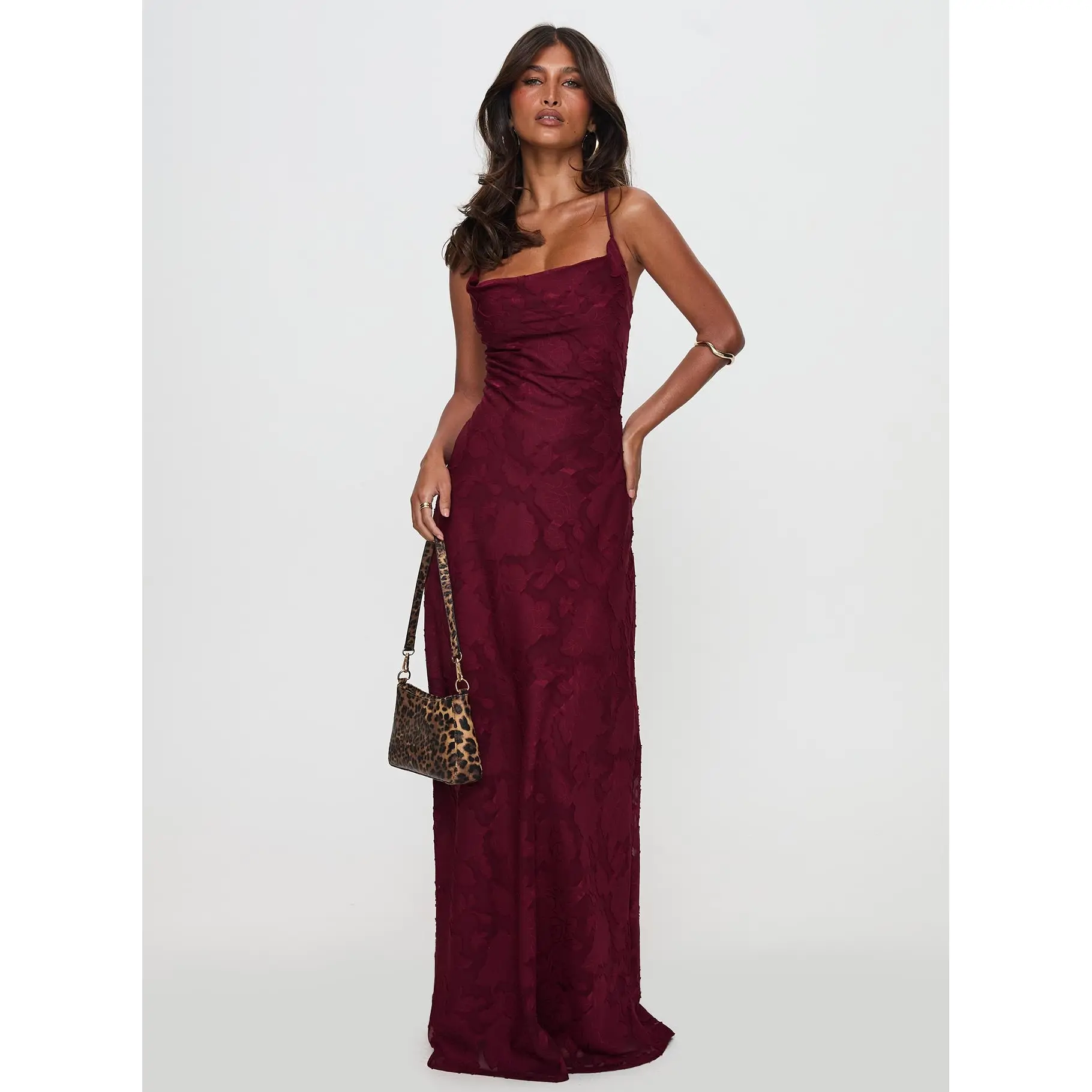 Celena Maxi Dress Burgundy Burnout Petite