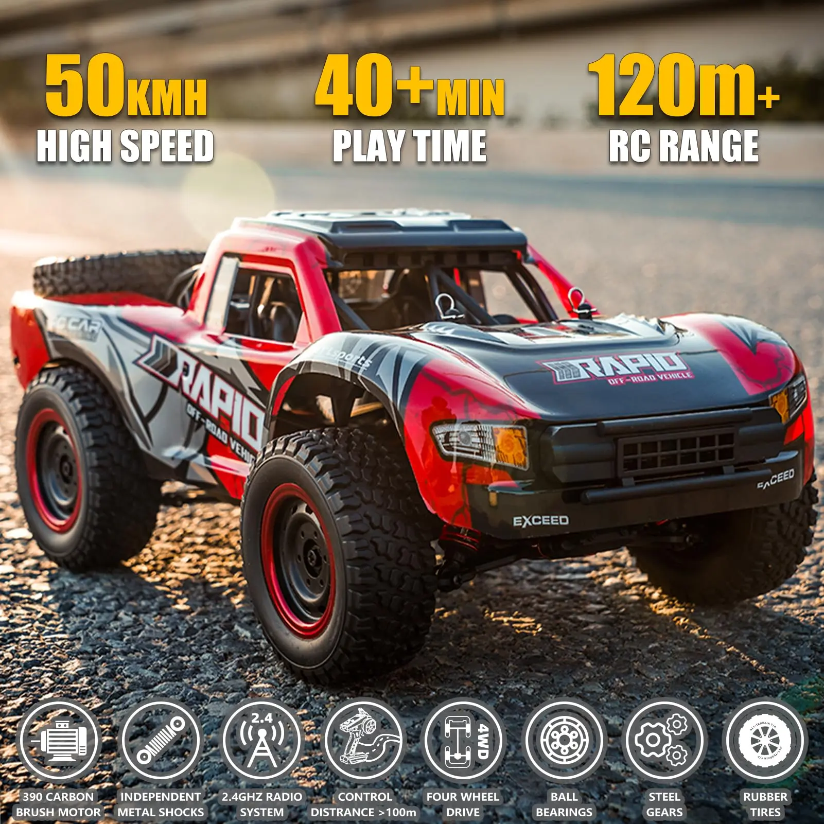 1:14 4WD Brushless Motor RC Monster Truck with Light, 70KM/H High Speed Drift Multi-Mode Remote-Controlled Car, Teen Boy Gift, Guys Gifts, Collectibles for Adults Kids Toy, Multi-Mode Remote-Controlled Cars