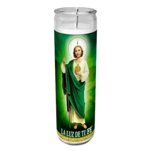 San Judas Tadeo White Candle tall - Case - 12 Units