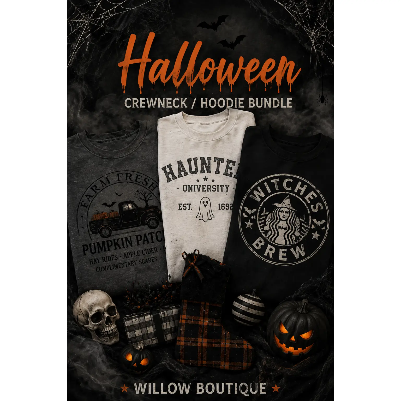 (2) Spooky Graphic Sweatshirt/Hoodie Bundle