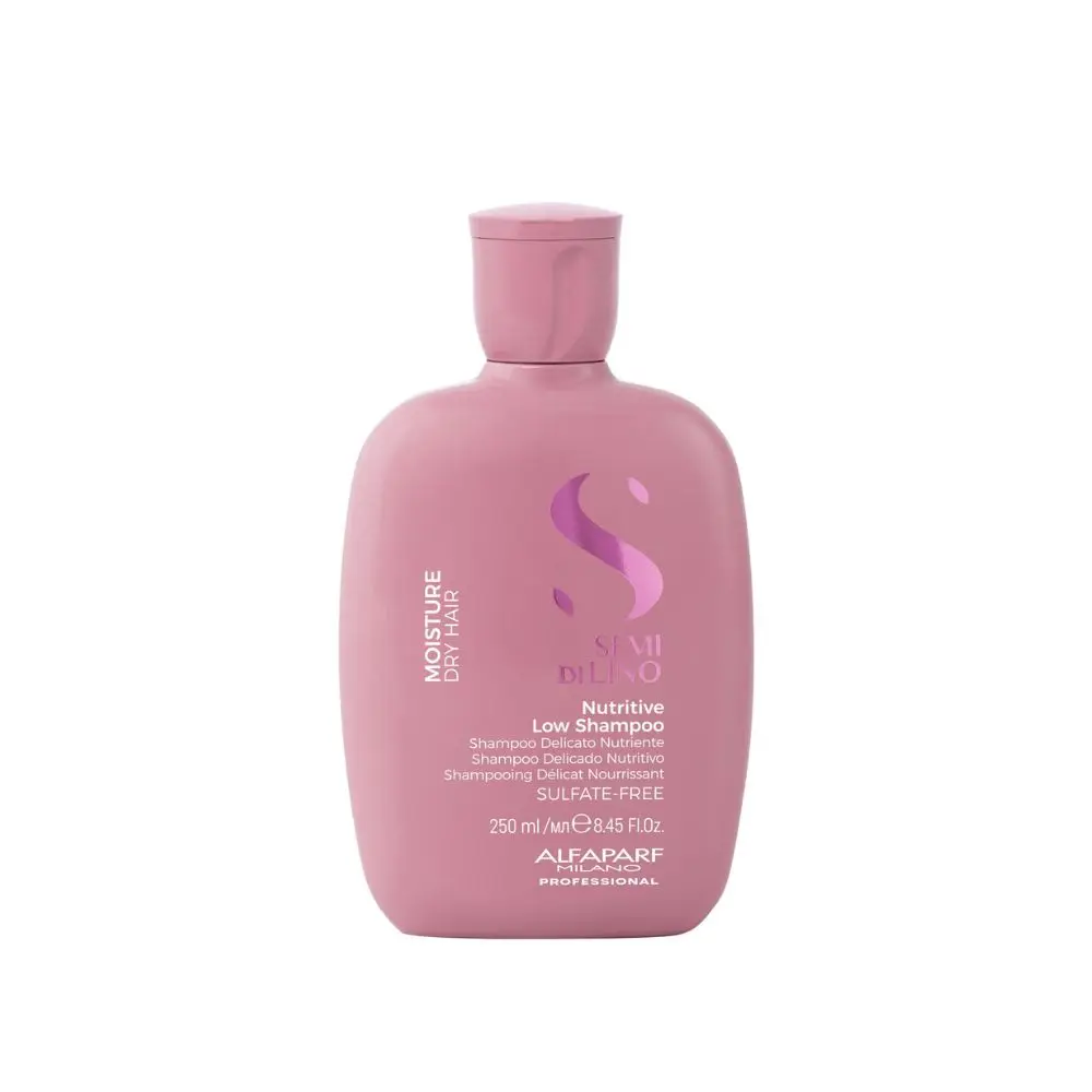 Alfaparf Semi Di Lino Moisture Nutritive Low Shampoo - Salon-Grade Sulfate-Free Color-Safe Curl Anti-Pollution Moisturizer Liquid Hair Cleanser, Hydrating Glossy Formula for Dry Hair, Sulfate Free Shampoo