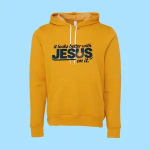 Jesus Unisex Vintage Yellow Hoodie by Bella Canvas - Super Soft Material - Womenswear, Sweatshirts