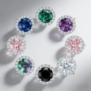 2026 Spring Pastel Collection 1ct Round Cut Sterling Silver Cubic Zirconia Stud Earrings for Women & Men | Diamond-Cut Center with Micro-Pave Halo | Hypoallergenic & Tarnish Resistant | Everyday Luxury Jewelry, Stud Earrings Filter