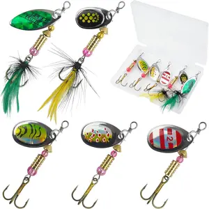Fishing Lures Spinnerbait Kit Rooster Bait Tail Fishing Lures Inline Spinner Baits Bass Salmon Trout Spoon Hard Metal Spinnerbaits for Saltwater Freshwater