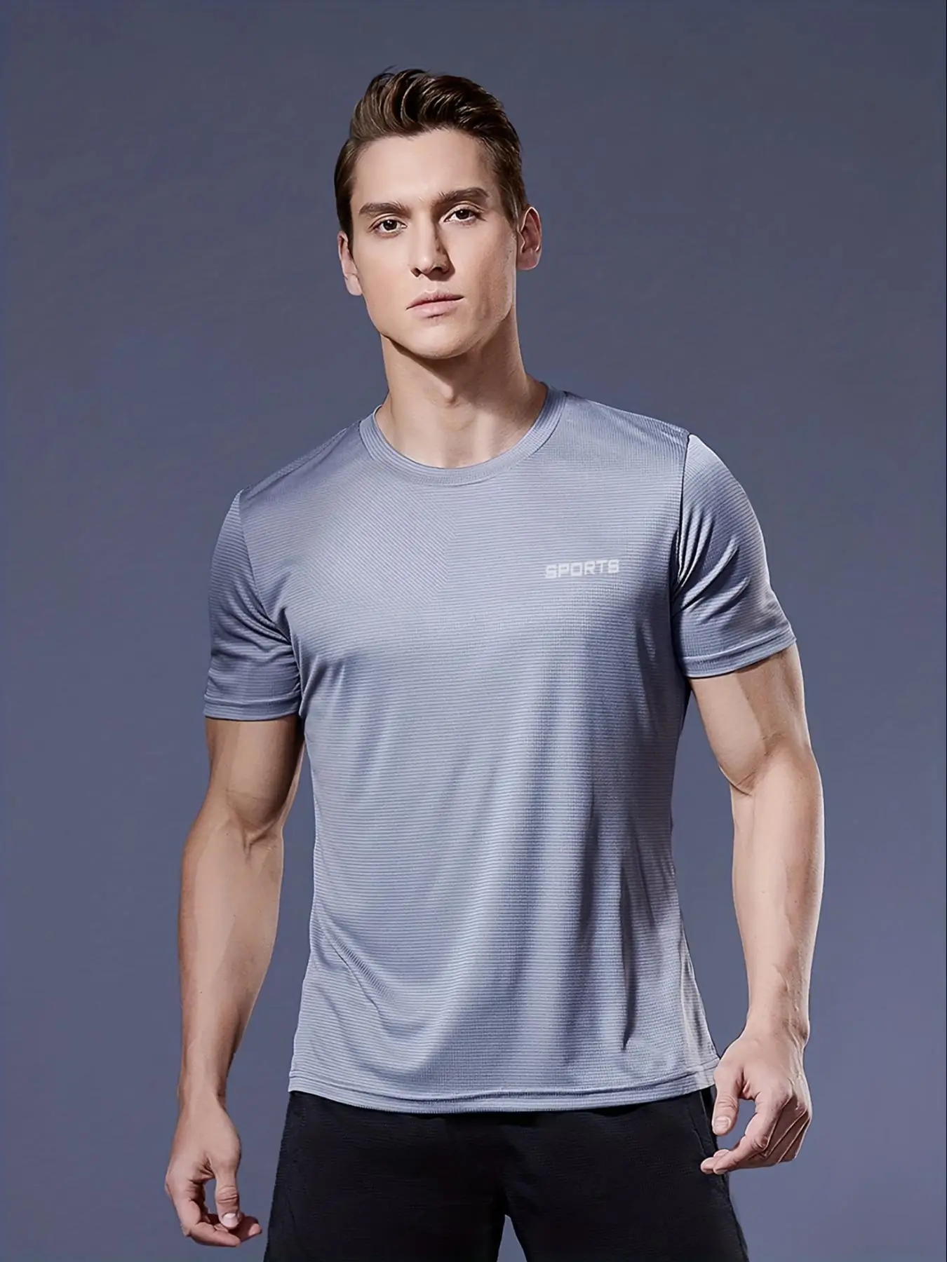 Men's Loose Letter Print Sports Tee, National Day Offers, Breathable Quick Drying Fabric Athletic T-shirt, Athlete Crew Neck Short Sleeve Top, Summer