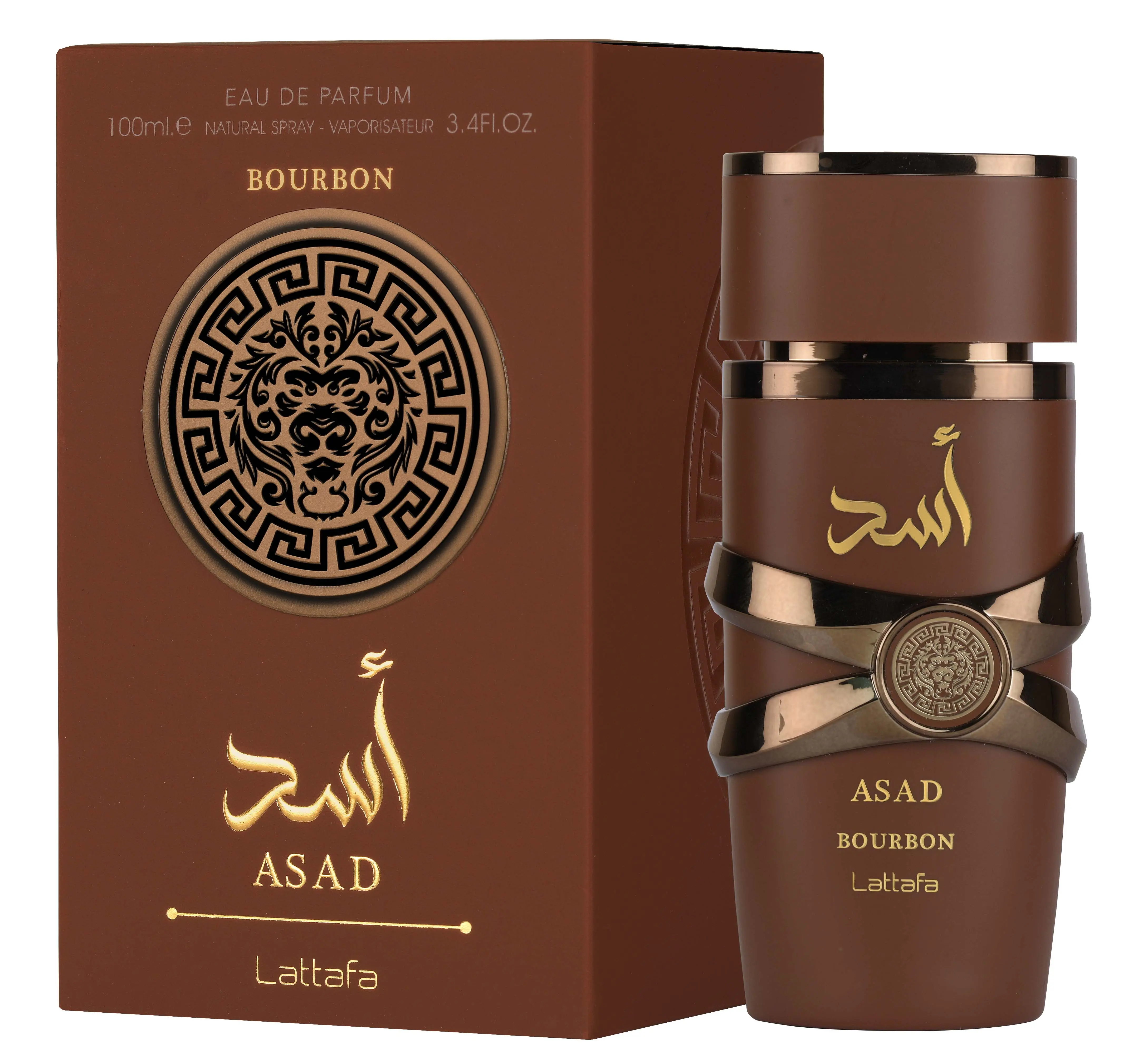 Lattafa Asad Bourbon for Unisex Eau de Parfum Spray, 3.4 Ounce / 100 ml