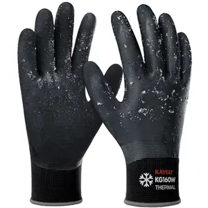 KAYGO KG160 Waterproof Winter Work Gloves for Men and Women, Thermal Insulated Rubber Coated Gloves for Cold Weather and Freezer Work