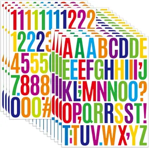 840 count 16 Sheets Letter Stickers 2 Inch Large Alphabet Sticker Vinyl Self Adhesive  Number Sticker Suitable for Indoor Outdoor Mailbox Poster Crafts (Blackbody,Multicolor)