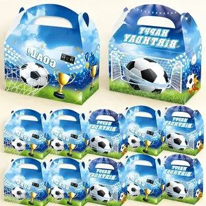 12-Piece Blue Football Party Favor Boxes Set, Party Favor Packs, Birthday Party Favors, Ideal Birthday Gift & Candy Storage, Easy Foldable Soccer Decorations for Sports Theme Parties