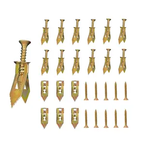 100 count Self Drilling Drywall Anchors with Screws, Self-Drilling Anchors, 50 Sheetrock Anchors & 50 Self Tapping Screws, Easy Application No Drill Or Holes in Wall, for Curtains, Shelves, Cabinets