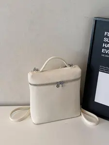 Women's Fashionable Solid Color Backpack, Casual PU Leather Zipper Backpack, Trendy Versatile High-quality Daily Commuting Bag, Girl Fashionable Shopping Bag, Cute Versatile Backpack