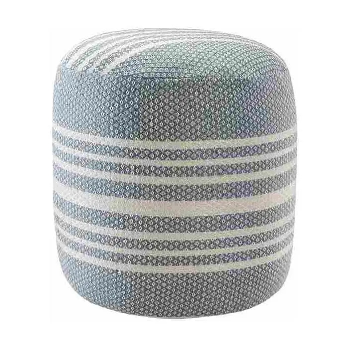 Ox Bay Geometric Striped Handmade Outdoor Pouf Ottoman