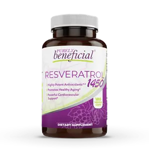PURELY beneficial RESVERATROL1450-90day Supply, 1450mg per Serving of Potent Antioxidants & Trans-Resveratrol, Promotes Anti-Aging, Cardiovascular Support, Maximum Benefits(1bottle)