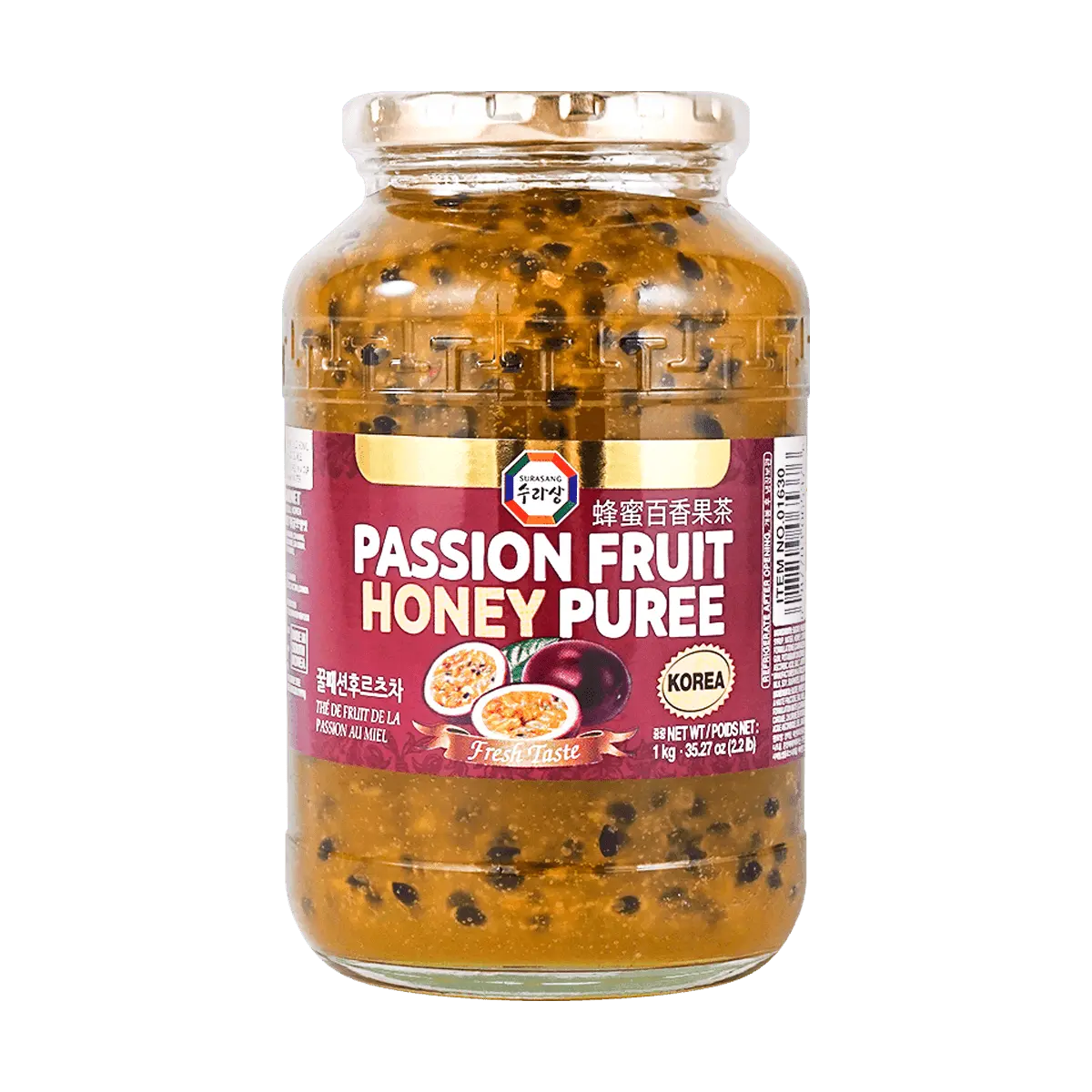 SURASANG Korean Passion Fruit Honey Tea Concentrate 1kg - Sweet & Tart Flavor, Perfect for Hot or Cold Drinks