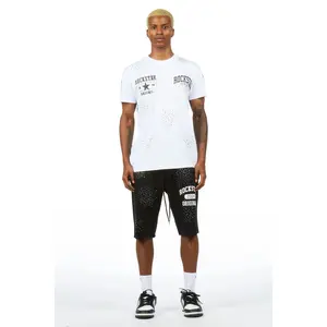 Gutta 2.0 White/Black Rhinestone T-Shirt/Short Set