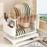 【TikTokShopBlackFriday】Raybee Double-Layer Large-Capacity Kitchen Countertop Drain Rack with Drain Board, Made of Metal, for Holding Dishes, Knives, Cups, and Cutting Boards