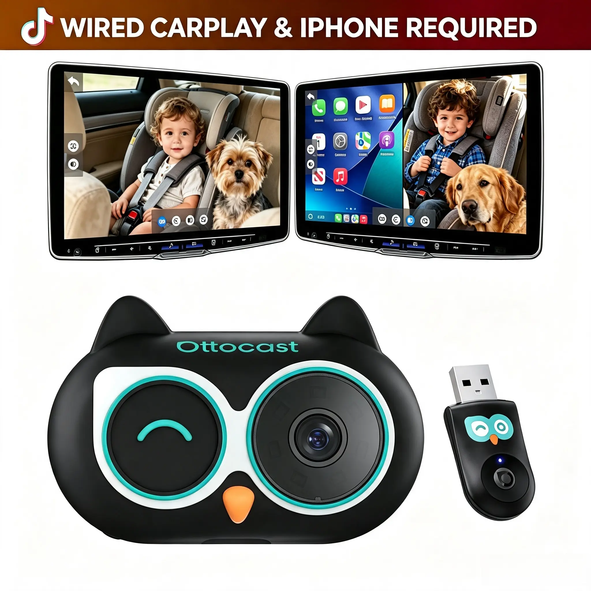 OTTOCAST Baby Car Camera  Wireless CarPlay Adapter Baby Monitor Baby Camera