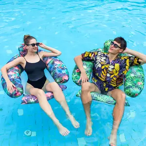 2 Pack Adult Pool Floats Inflatable Pool Float Chairs Summer Inflatable Swimming Pool Lounge Chairs Pool Floaties for Adults Pool Party Summer Water Fun (Flamingo&Green)