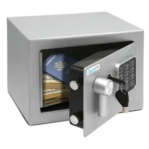 Electronic Safe Box with Digital Keypad Lock & Override Keys - Silver | Engineered Steel Security Box - Anti-Theft Lock Box with Mounting Bolts - Perfect for Cash, Jewelry Storage