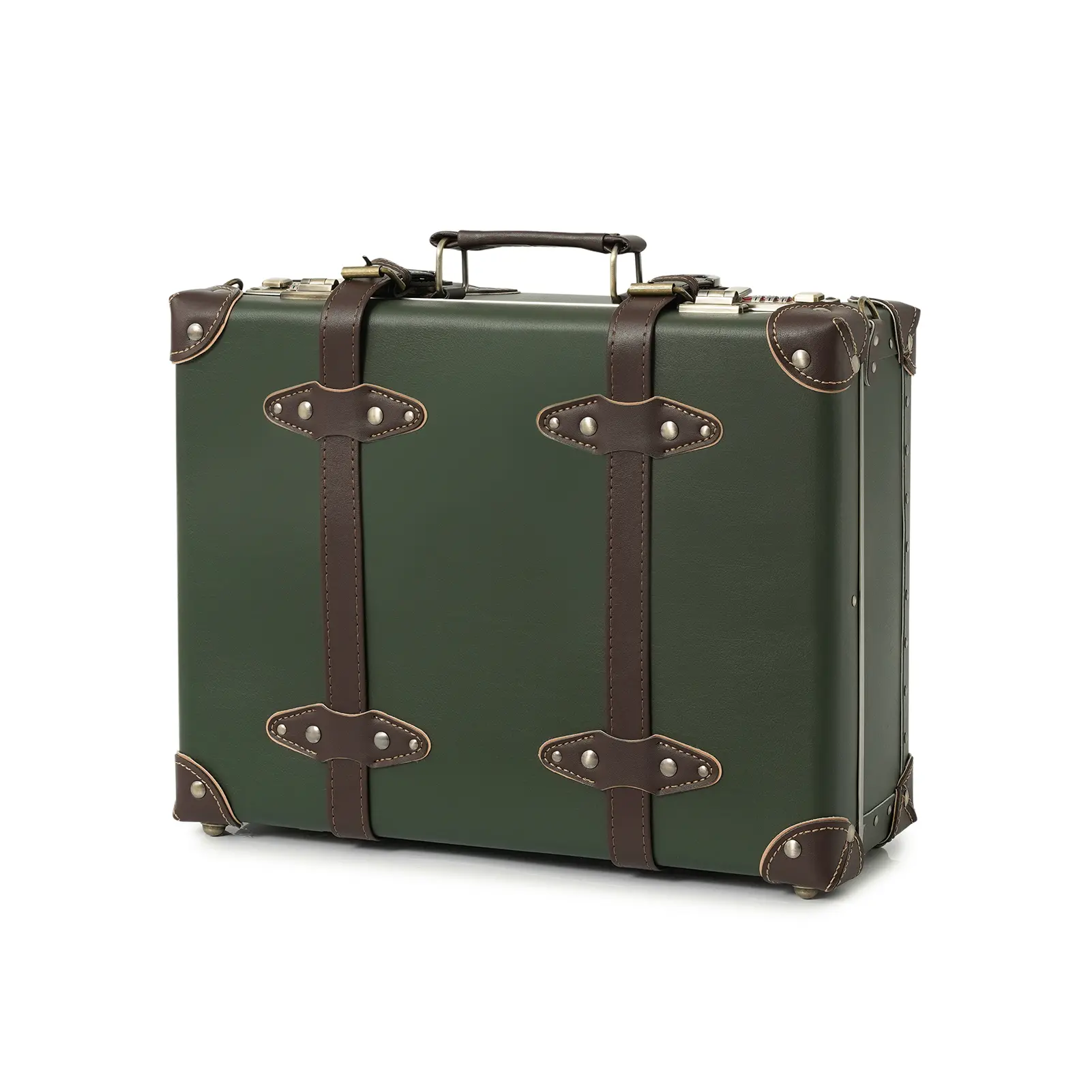 urecity Vintage Travel Case Mini Suitcase No Wheel Small Portable Hand Travel Suitcase with Shoulder Strap for Women