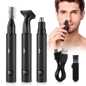 Men's Electric Nose Hair Trimmer with LED Display, Pain-Free Eyebrow & Beard Grooming, Rechargeable Facial Hair Razor, 7500 Rpm, Easy Clean, USB Rechargeable Trimmer, Digital Beard Trimmers, High Quality Trimmer