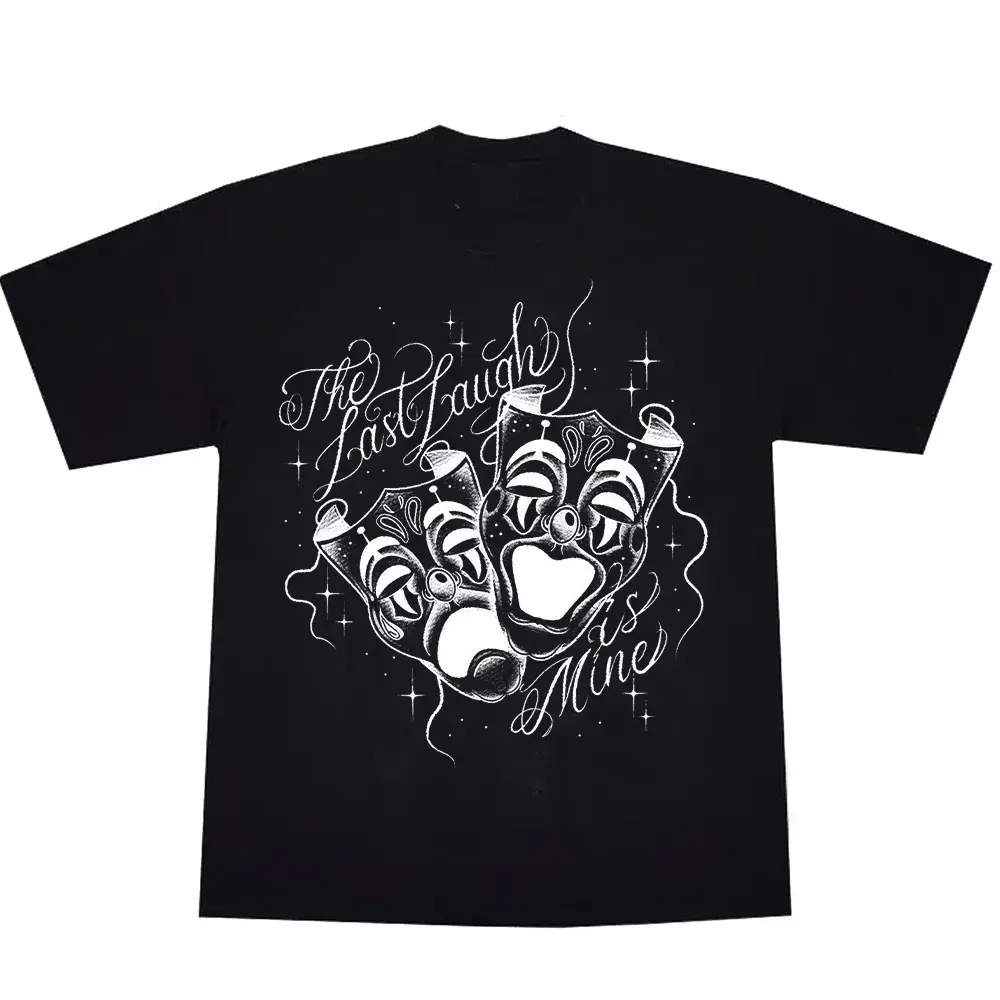 Last Laugh Chicano Fashion Cotton Round Neck T-Shirt - Chicana Art, Cholo Chola Inspired Men's Casual Streetwear Top for Daily Life & Work, Shorts