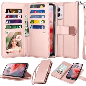 Wallet Case for   G Power 5G 2024, for  G Power 5G 2024 Case, [9 Card Slots] PU Leather Credit Holder Folio Flip [Detachable] Kickstand  Phone Cover & Lanyard -Rose