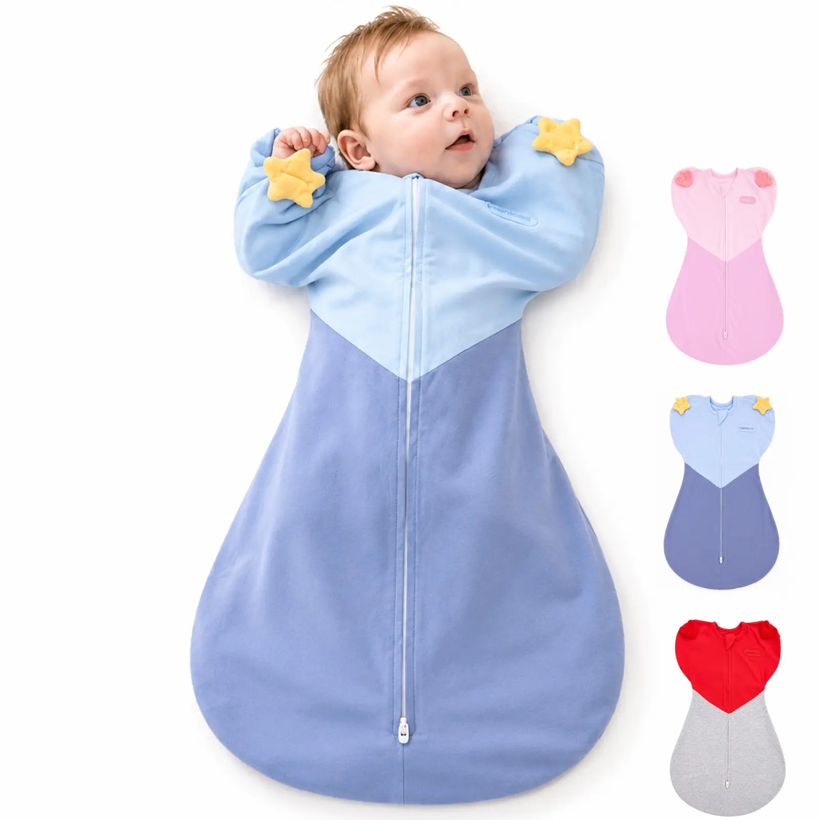 hahaland SohoChic Sleep Sack, Swaddles for Newborns, Heart-Shaped Arms-Up Baby Swaddle with Exclusive Soothing Toys, 2-Way Zipper Swaddle, 1.0 TOG Newborn Essentials Must Haves, Pink, Medium 13-19 lbs Cute Bedding Gentle Soft Bedding