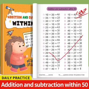 1/4 set of addition and subtraction oral arithmetic problems within 20-50-100 Primary school first grade math formula table Digital enlightenment exercise book Learning Tool