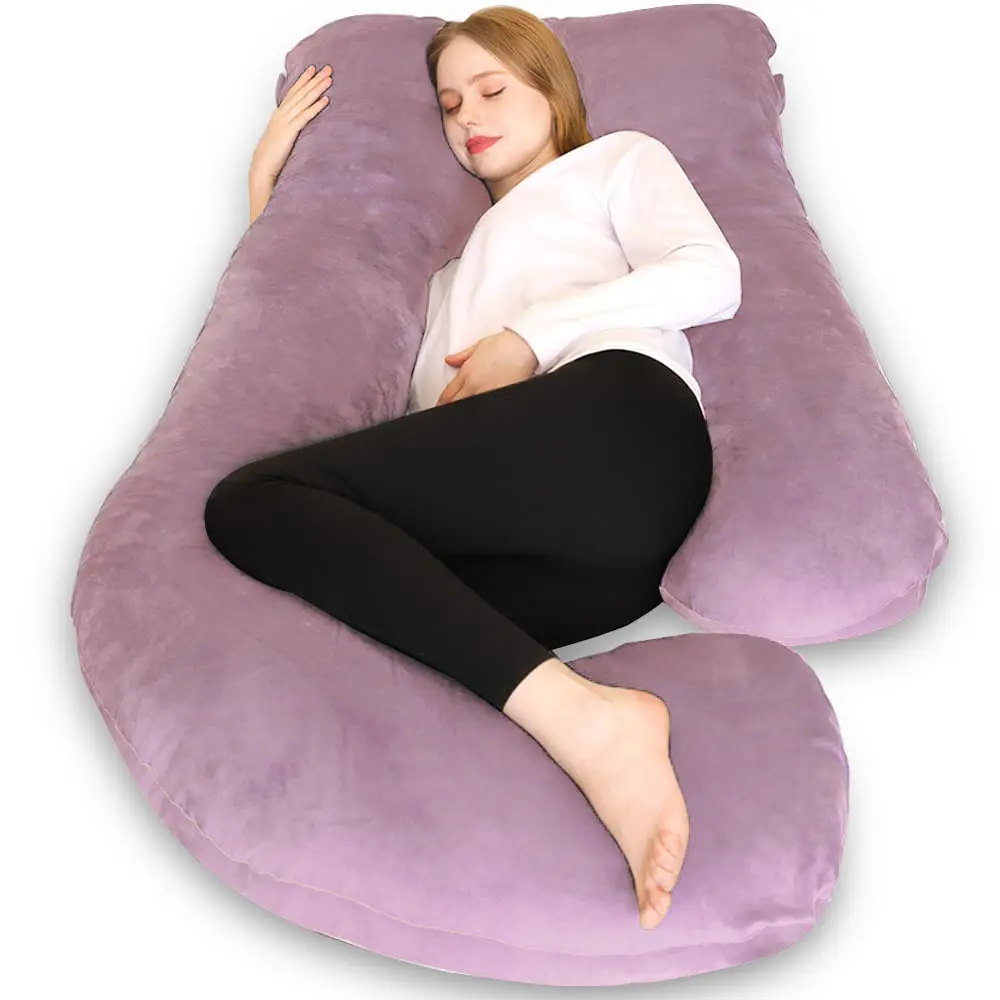 CHILLING HOME J-Shaped Full Body Maternity Pillow (58 in) - Mom & Mummy Sleep Support, Bump Friendly for Baby Bump, Back, Leg, Hip, Pregnancy