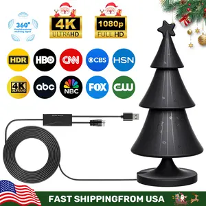 Upgraded Christmas Tree TV Antenna, 4K Ultra HD Digital Indoor Antenna with Smart Signal Booster, Long Range for Local Channels, Easy Setup & No Monthly Fees, Ideal Christmas Gift for Homes TikTokShopBlackFriday