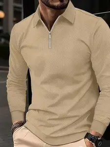 Autumn and winter men's solid color turtleneck sweater with jacquard texture, regular version of casual breathable long-sleeved kn sweater, outdoor sportswear, trendy men's clothing, Knitwear