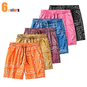 Men's 4-Pack Paisley Pattern Beach Shorts, Adjustable Drawstring Waist, Spring Statements, Casual Stylish Design for Daily Leisure & Beach Occasions